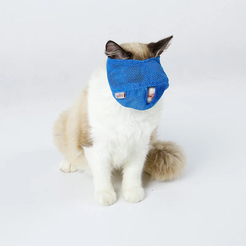 Muselière en Maille respirante pour Chat Bleu