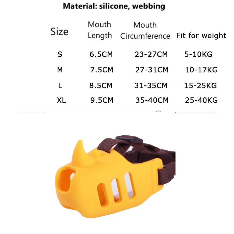 Muselière Anti-Mordant en silicone pour chien Guide des tailles